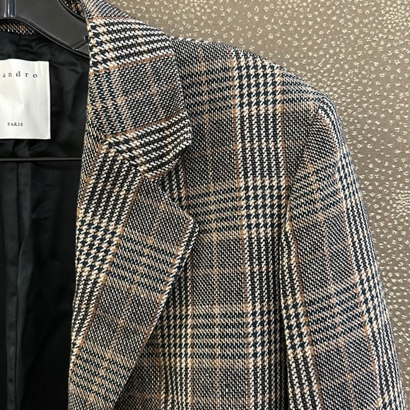 🔥🔥🔥Sandro Paris Wool Plaid Blazer Jacket - Picture 2 of 12